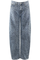 Light Blue Leopard Print Barrel Jeans