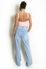 Washed Ripped Dad Fit Jeans