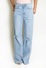 Washed Ripped Dad Fit Jeans