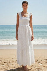 Shirred Embroidery Anglaise Maxi dress