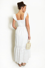 Shirred Embroidery Anglaise Maxi dress