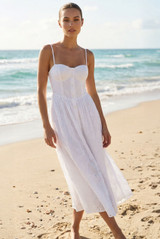 Embroidery Anglaise Button Front Midi dress