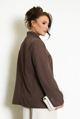 Striped Asymmetric Wrap Blazer