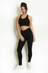 Strappy Back Crop Top And Cross Over Legging Set