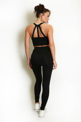 Strappy Back Crop Top And Cross Over Legging Set