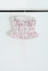 Pink Floral Peplum Corset Top-PRE-ORDER