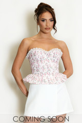 Pink Floral Peplum Corset Top-PRE-ORDER