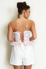 Pink Floral Peplum Corset Top-PRE-ORDER