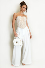 Nude Mesh Embroidered Corset Top