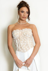 Nude Mesh Embroidered Corset Top