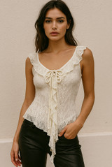 Lace Up Front Sheer Lace Top