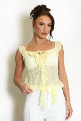 Lace Up Front Sheer Lace Top