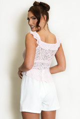 Lace Up Front Sheer Lace Top