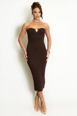 Bandeau Midi Dress With Metal Leaf Detail