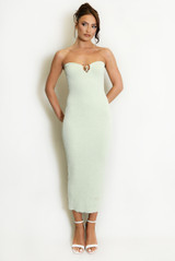 Bandeau Midi Dress With Metal Leaf Detail