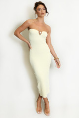 Bandeau Midi Dress With Metal Leaf Detail
