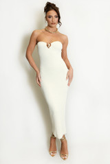 Bandeau Midi Dress With Metal Leaf Detail