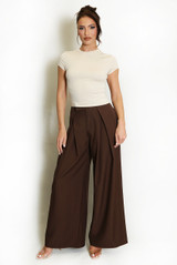 Pleated Wide Leg Flowing Trouser
