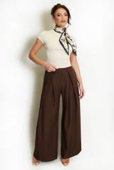 Pleated Wide Leg Flowing Trouser