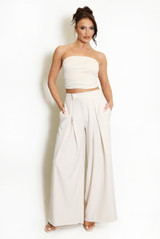 Pleated Wide Leg Flowing Trouser