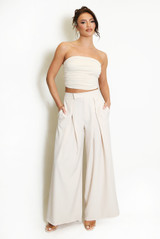 Pleated Wide Leg Flowing Trouser