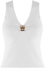 Twist Front Buckle Trim Crop Top 