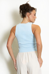 Fine Knit V Neck Top With Metal Detail