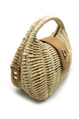 Rounded Natural Wicker Box Bag