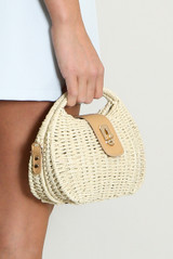 Rounded Natural Wicker Box Bag
