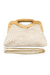 Crochet Clutch Bag With Wooden Handle