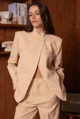Button Up Asymmetric Wrap Blazer(PRE-ORDER)