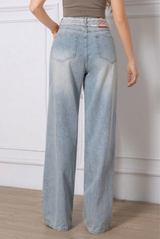 Lace Trim Ripped Dad Jeans