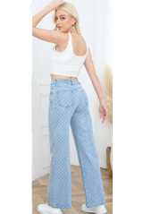Contrast Polka Dot Straight Leg Jeans