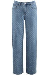 Contrast Polka Dot Straight Leg Jeans