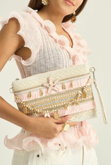Pink Starfish Beaded Clutch Bag