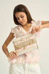 Pink Starfish Beaded Clutch Bag