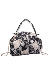 Embroidered Snap Hand Bag 