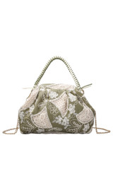 Embroidered Snap Hand Bag 