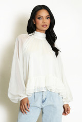 Chiffon Ruffle Hem Blouse