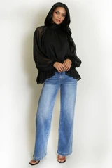 Chiffon Ruffle Hem Blouse