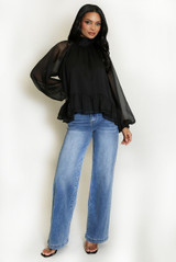 Chiffon Ruffle Hem Blouse