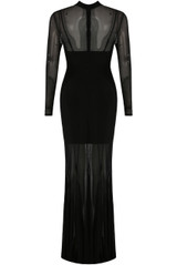 Black Mesh Detail Maxi Dress