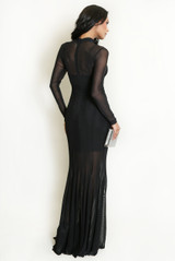 Black Mesh Detail Maxi Dress
