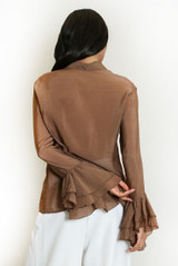 Ruffle Trim Flare Cuffs Blouse