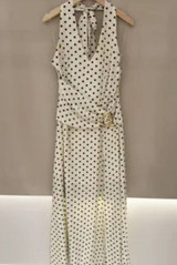 Polka Dot Halter Neck Maxi Dress