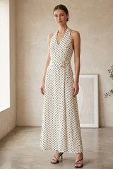 Polka Dot Halter Neck Maxi Dress