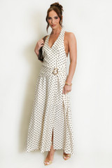 Polka Dot Halter Neck Maxi Dress