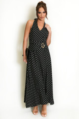 Polka Dot Halter Neck Maxi Dress