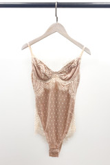 Eyelash Lace Nude Bodysuit 