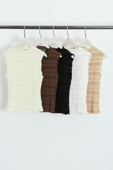 Crinkle Tiered Mock Neck Top